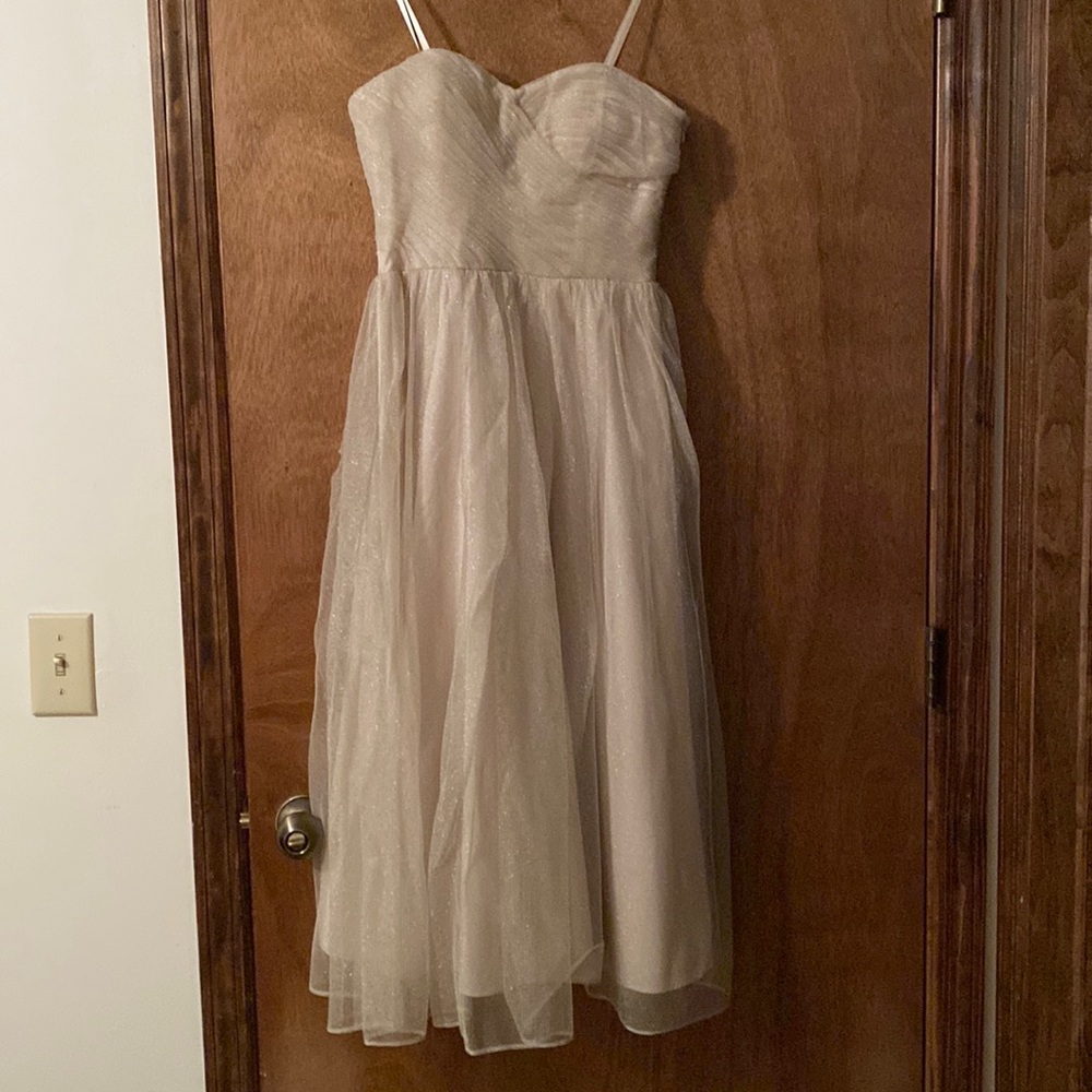 Aidan Mattox strapless, empire, tea-length sz 2